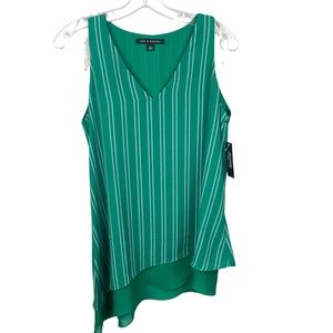 Zac & Rachel NWT Kelly Green and White Striped Sleeveless Top Size Small